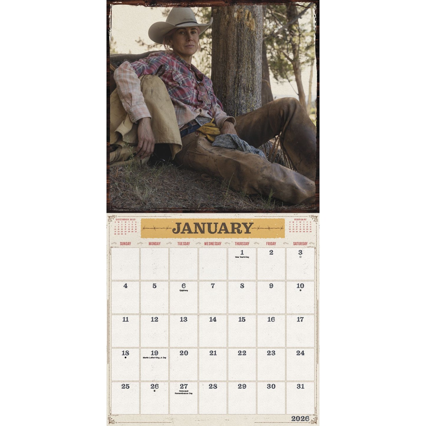Yellowstone: From the Bunkhouse 2026 Wall Calendar