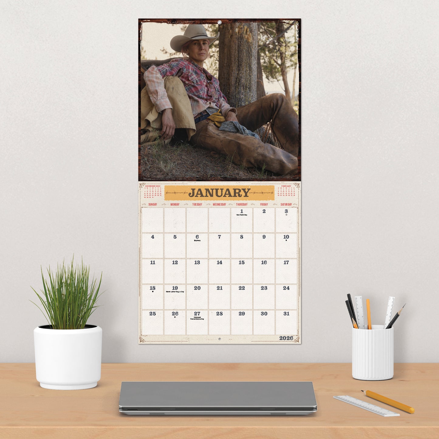 Yellowstone: From the Bunkhouse 2026 Wall Calendar
