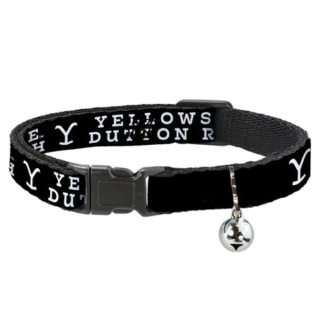 Close-up of the black and white Yellowstone Dutton Ranch logo pattern on a cat collar.