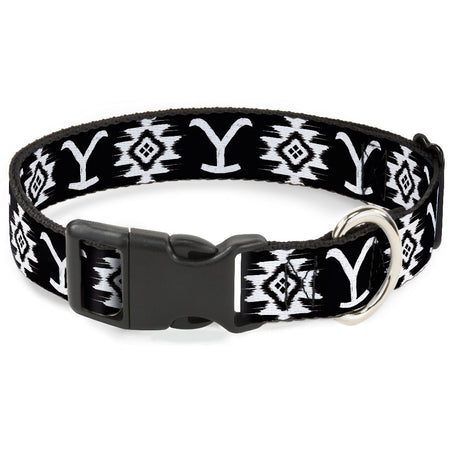 Yellowstone Dutton Ranch pet collar in black and white close-up