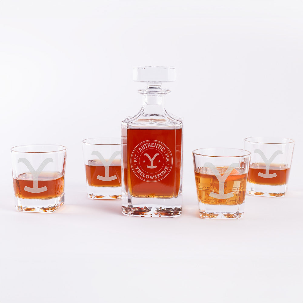 Yellowstone Authentic Y Logo Decanter and Rocks Glass Set