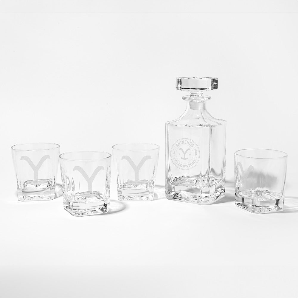 Yellowstone Authentic Y Logo Decanter and Rocks Glass Set