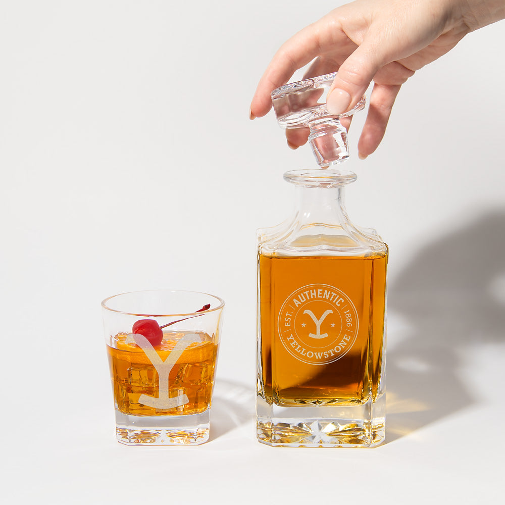 Yellowstone Authentic Y Logo Decanter and Rocks Glass Set