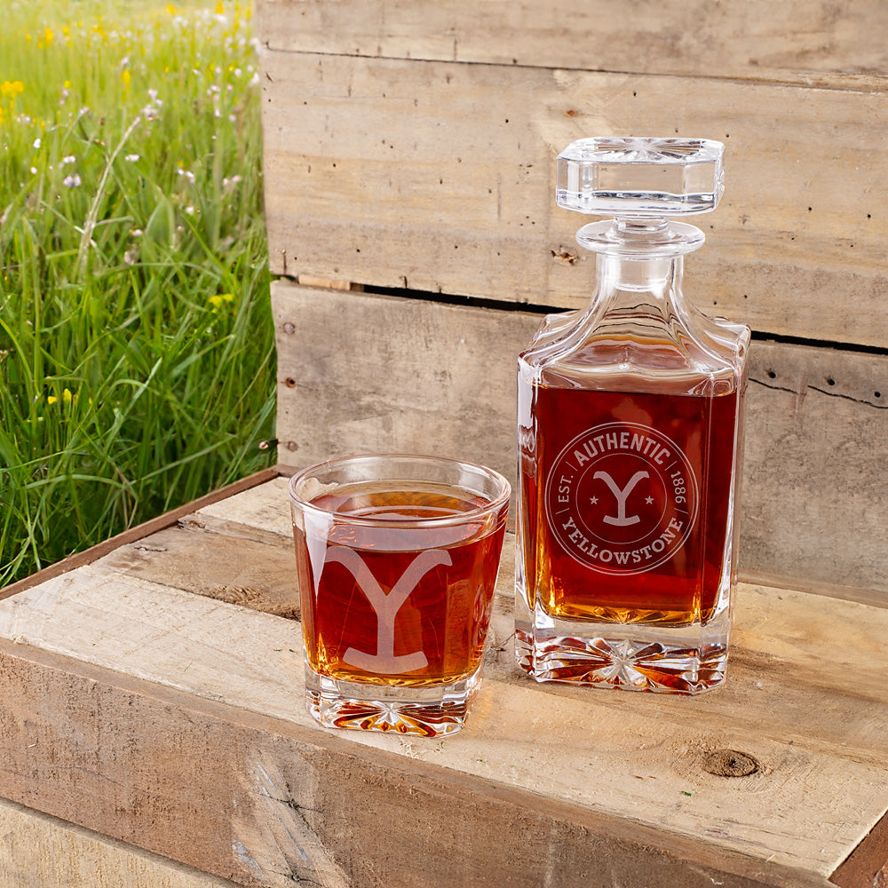 Yellowstone Authentic Y Logo Decanter and Rocks Glass Set