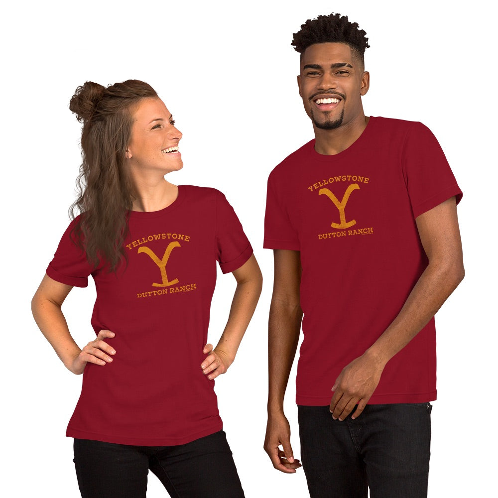 Yellowstone Dutton Ranch Distressed Logo Adult Short Sleeve T-Shirt