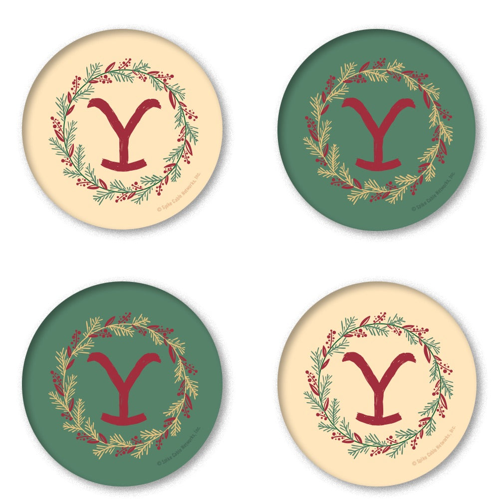 Yellowstone Wreath Round Coasters - Set of 4