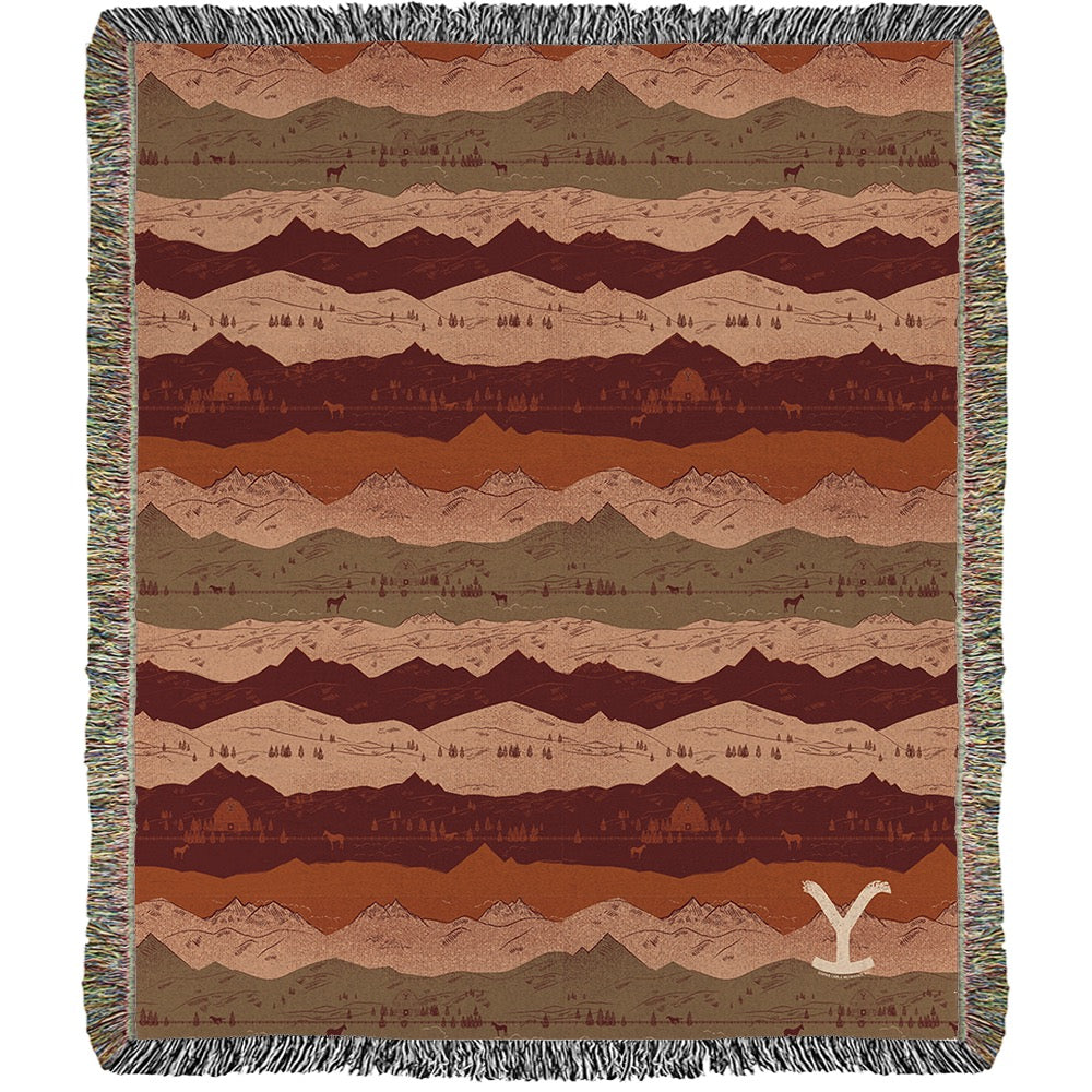 Yellowstone Mountains Pattern Woven Blanket 80" x 60"