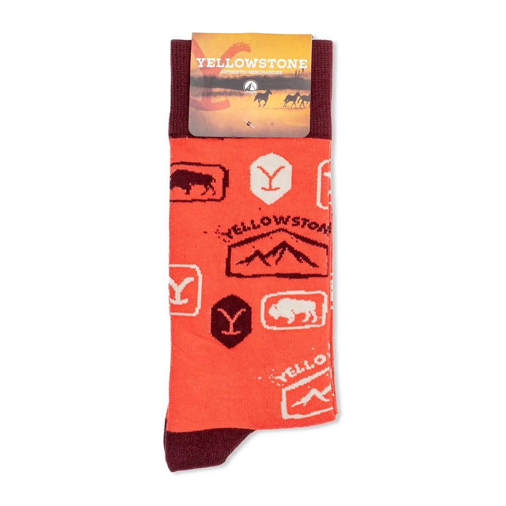 Yellowstone Orange Dutton Ranch Logo Socks