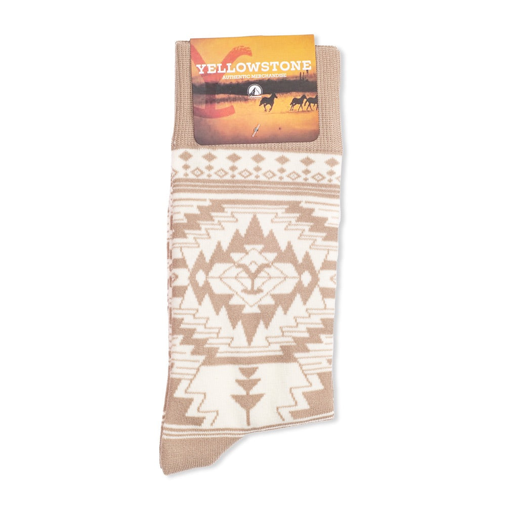 Yellowstone White Aztec Logo Socks