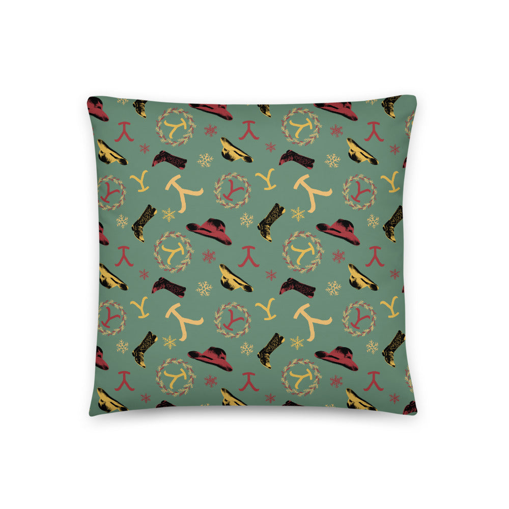 Yellowstone Holiday Throw Pillow White