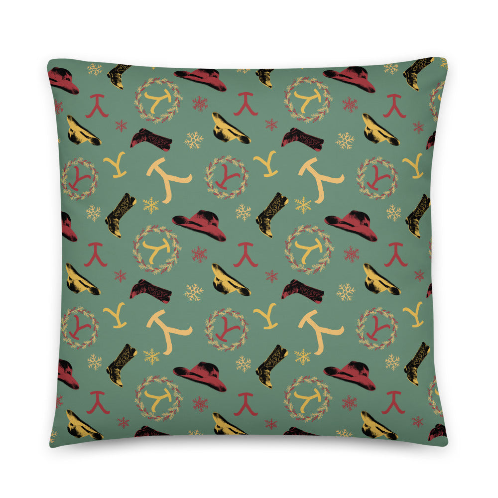 Yellowstone Holiday Throw Pillow White