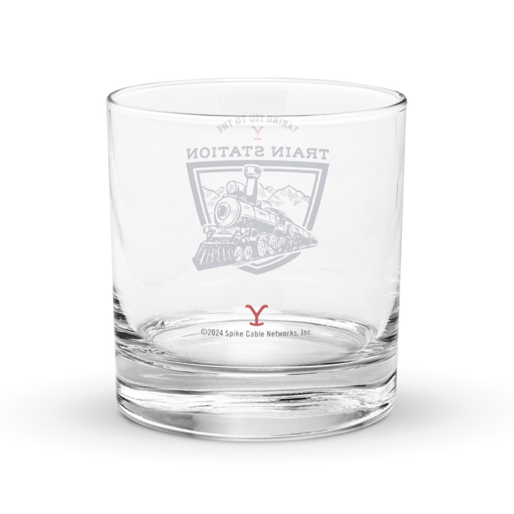 Yellowstone Train Station Rocks Glass