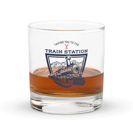 Yellowstone Train Station Rocks Glass