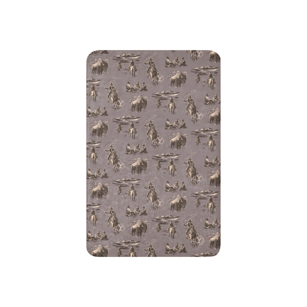 Yellowstone Cowboy Pattern Premium Sherpa Blanket