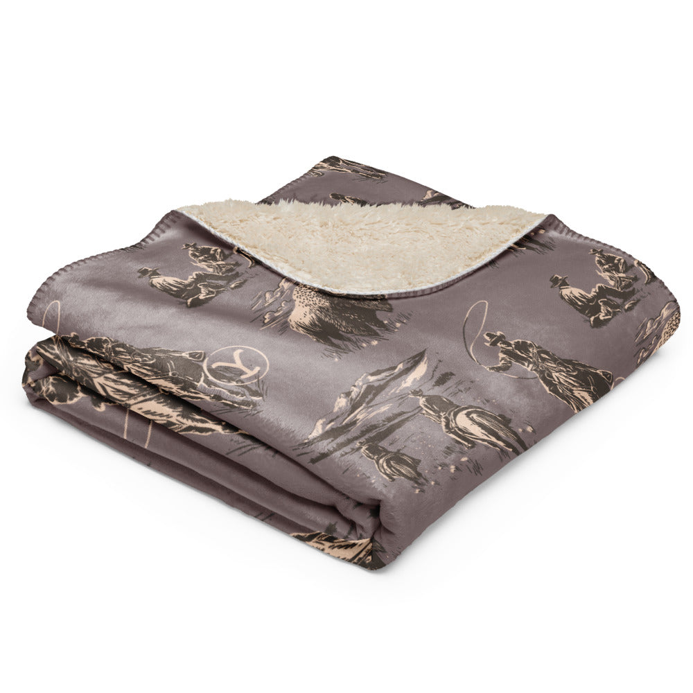 Yellowstone Cowboy Pattern Premium Sherpa Blanket