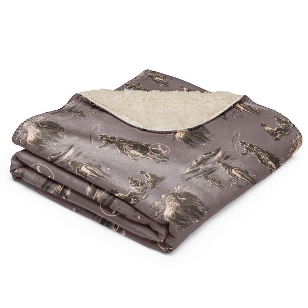 Yellowstone Cowboy Pattern Premium Sherpa Blanket