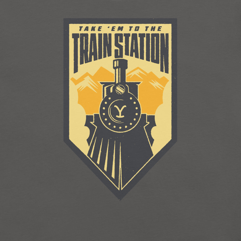 Yellowstone Take 'Em To The Train Station Badge Adult T-Shirt Asphalt
