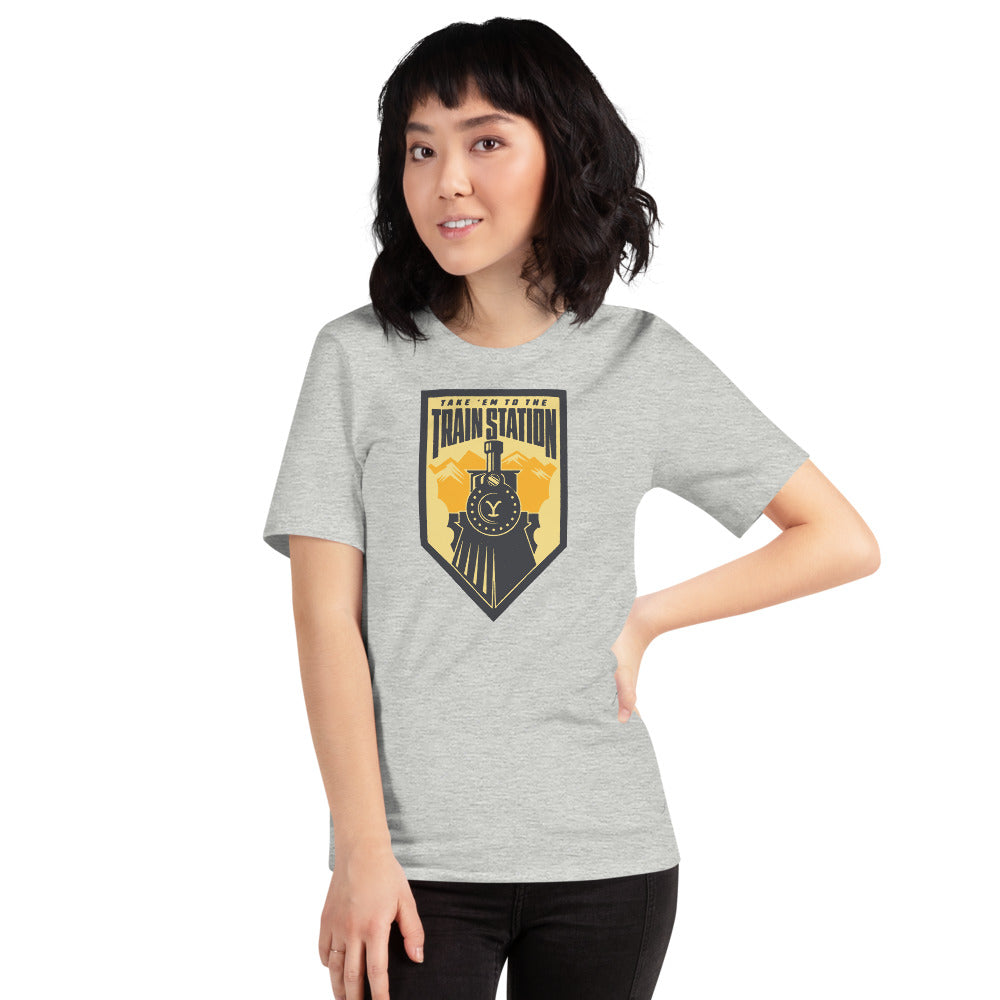 Yellowstone Take 'Em To The Train Station Badge Adult T-Shirt