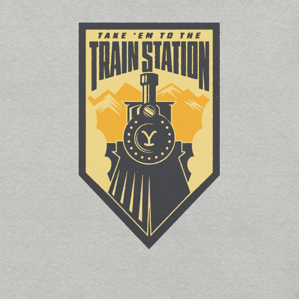 Yellowstone Take 'Em To The Train Station Badge Adult T-Shirt Athletic Heather