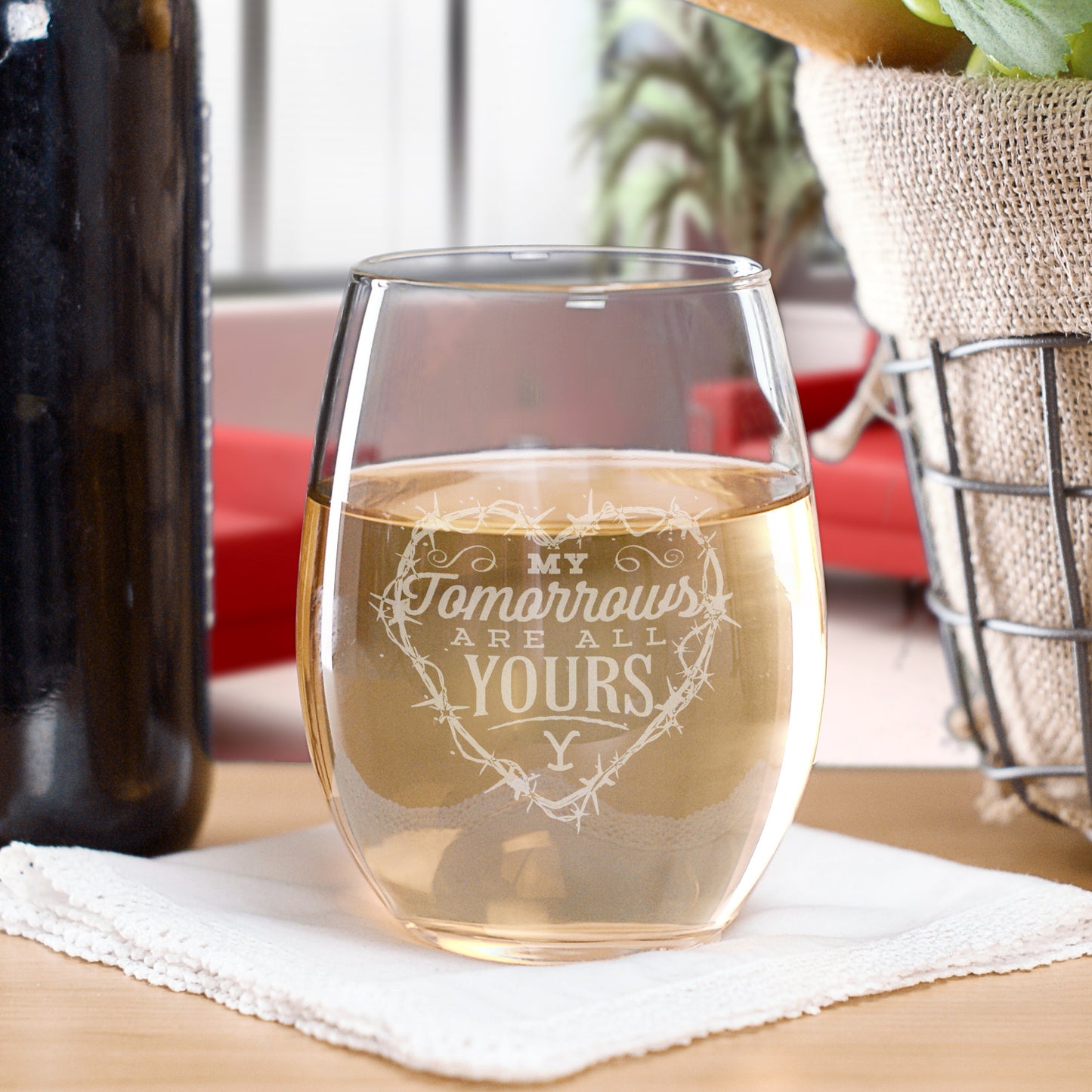 Yellowstone My Tomorrows Are All Yours Laser Engraved Stemless Wine Glass