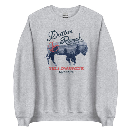 Yellowstone Dutton Ranch Montana Bull Fleece Crewneck Sweatshirt
