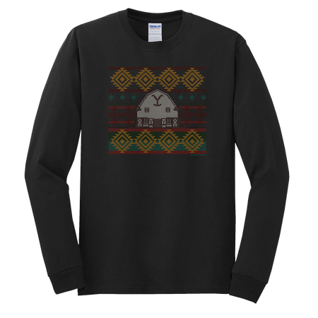 Yellowstone Dutton Ranch Holiday Barn Adult Long Sleeve T-Shirt