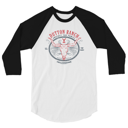 Yellowstone Dutton Ranch Protect the Family Unisex 3/4 Sleeve Raglan Shirt