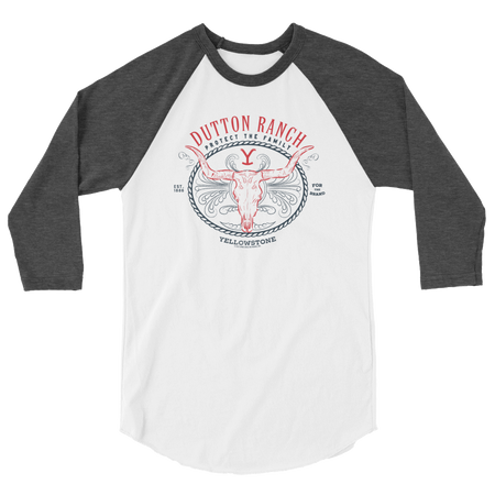 Yellowstone Dutton Ranch Protect the Family Unisex 3/4 Sleeve Raglan Shirt