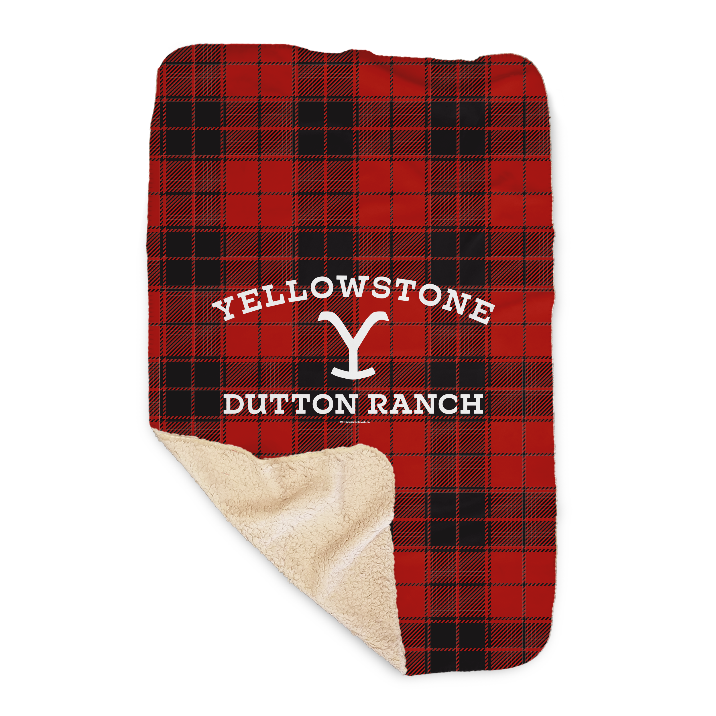 Yellowstone Dutton Ranch Plaid Sherpa Blanket