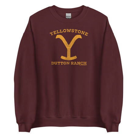 Yellowstone Dutton Ranch Distressed Logo Fleece Crewneck Sweatshirt