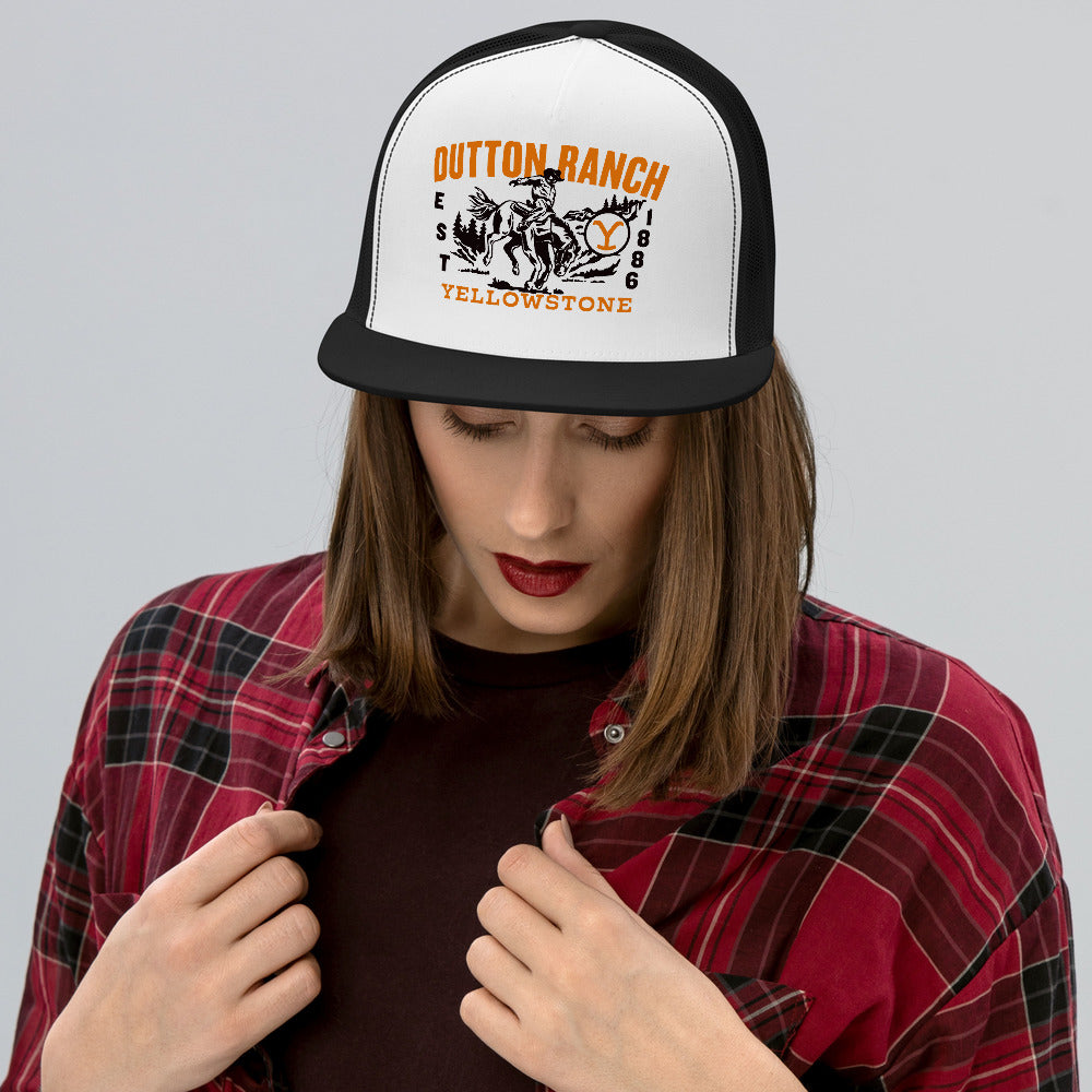 Yellowstone Dutton Ranch Trucker Hat - Black Camo Snapback, Cotton/Poly Blend