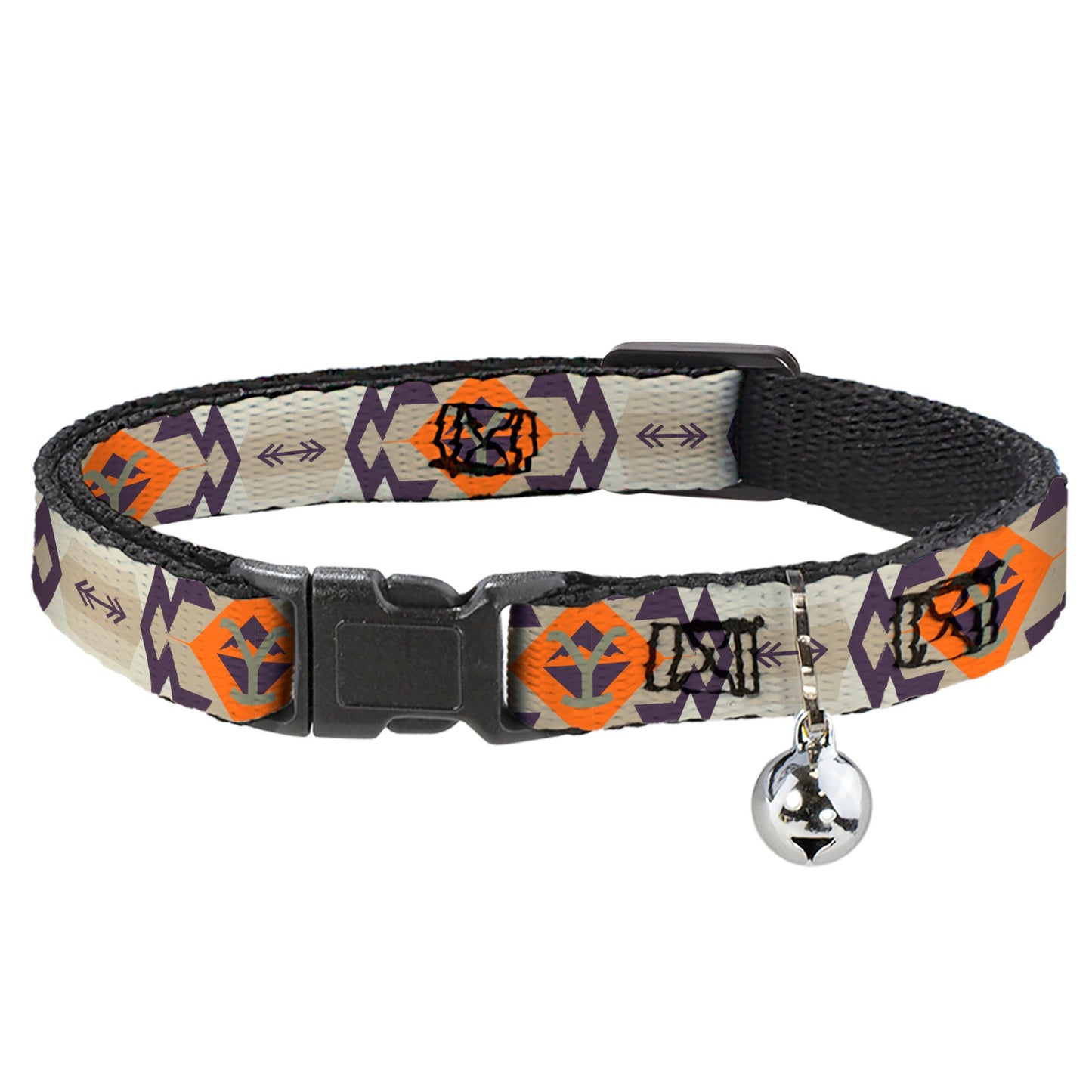 Yellowstone Y logo tribal print breakaway cat collar with bell