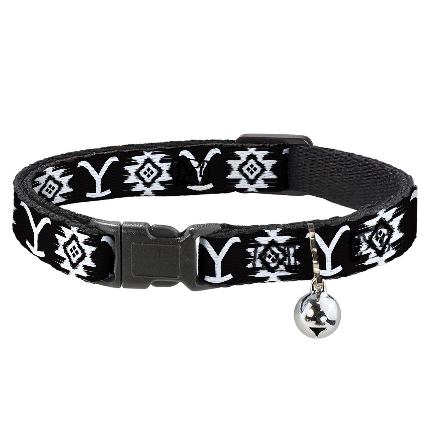 Yellowstone Dutton Ranch and Native American icon breakaway cat collar in black and white