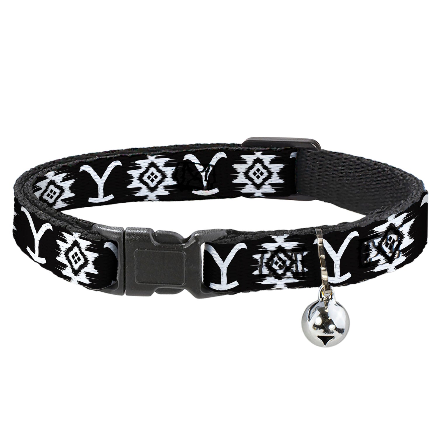 Yellowstone Dutton Ranch and Native American icon breakaway cat collar in black and white