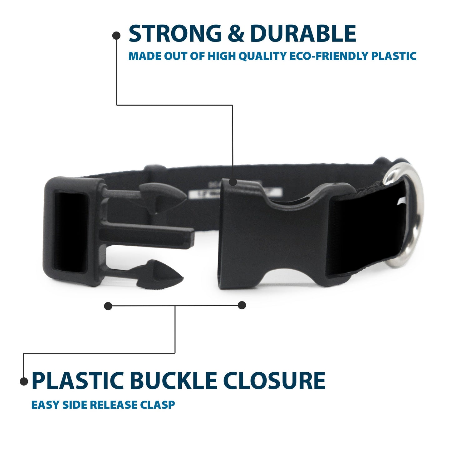 Steel D-ring for leash attachment on Yellowstone collar