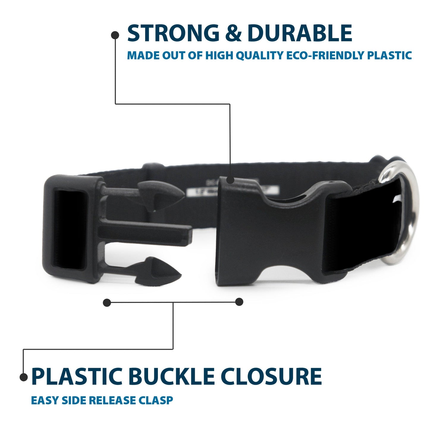 Steel D-ring for leash attachment on Yellowstone collar
