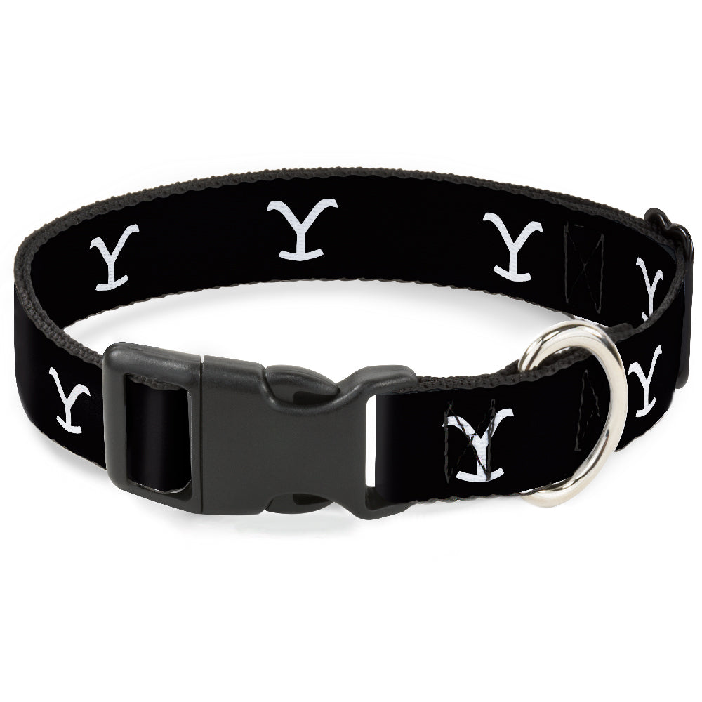 Yellowstone Y Logo Black and White Plastic Clip Pet Collar