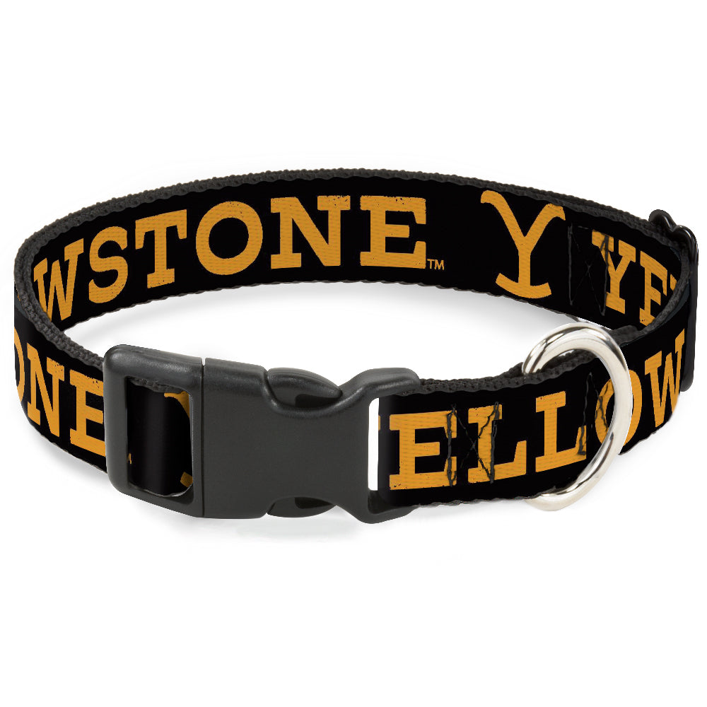 Yellowstone weathered black and orange pet collar front view
