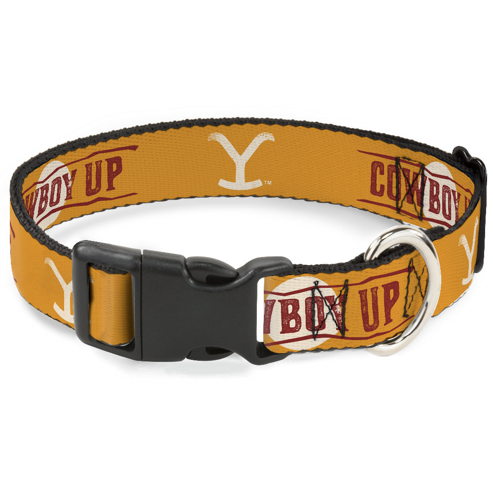 Yellowstone Y Logo Cowboy Up Pet Collar front view