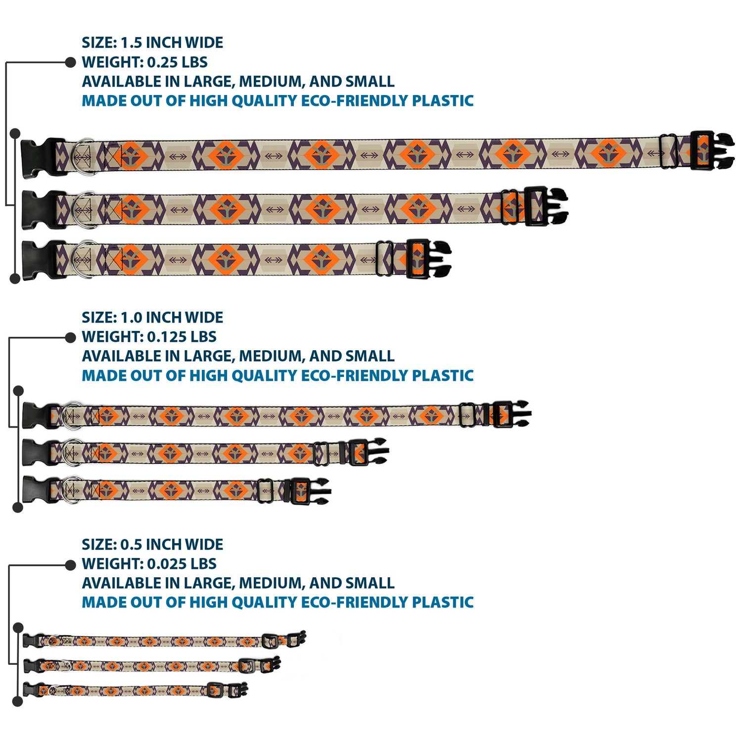 Durable plastic buckle and steel D-ring on Yellowstone collar
