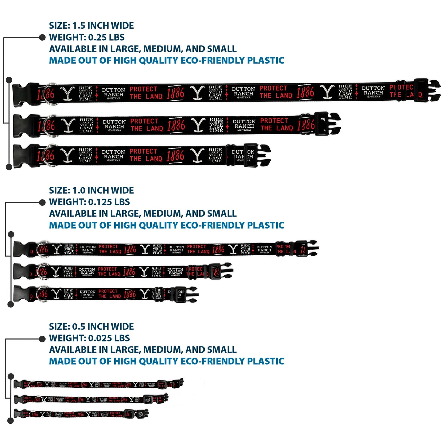 High-density polyester webbing with Dutton Ranch 1886 iconography