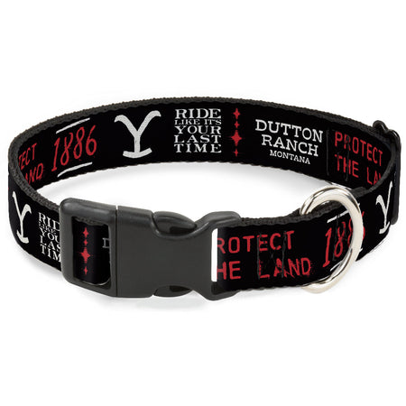 Yellowstone Dutton Ranch 1886 Icons Pet Collar in Black White and Red