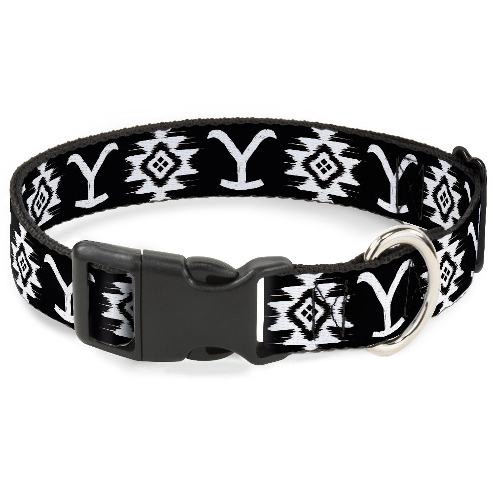 Yellowstone Dutton Ranch pet collar in black and white close-up