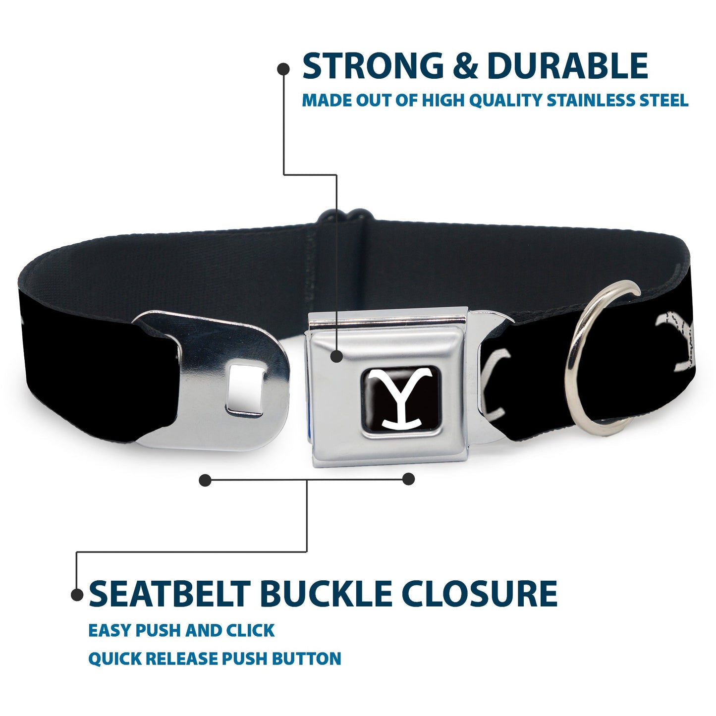 Yellowstone Y brand logo pattern on high density polyester pet collar