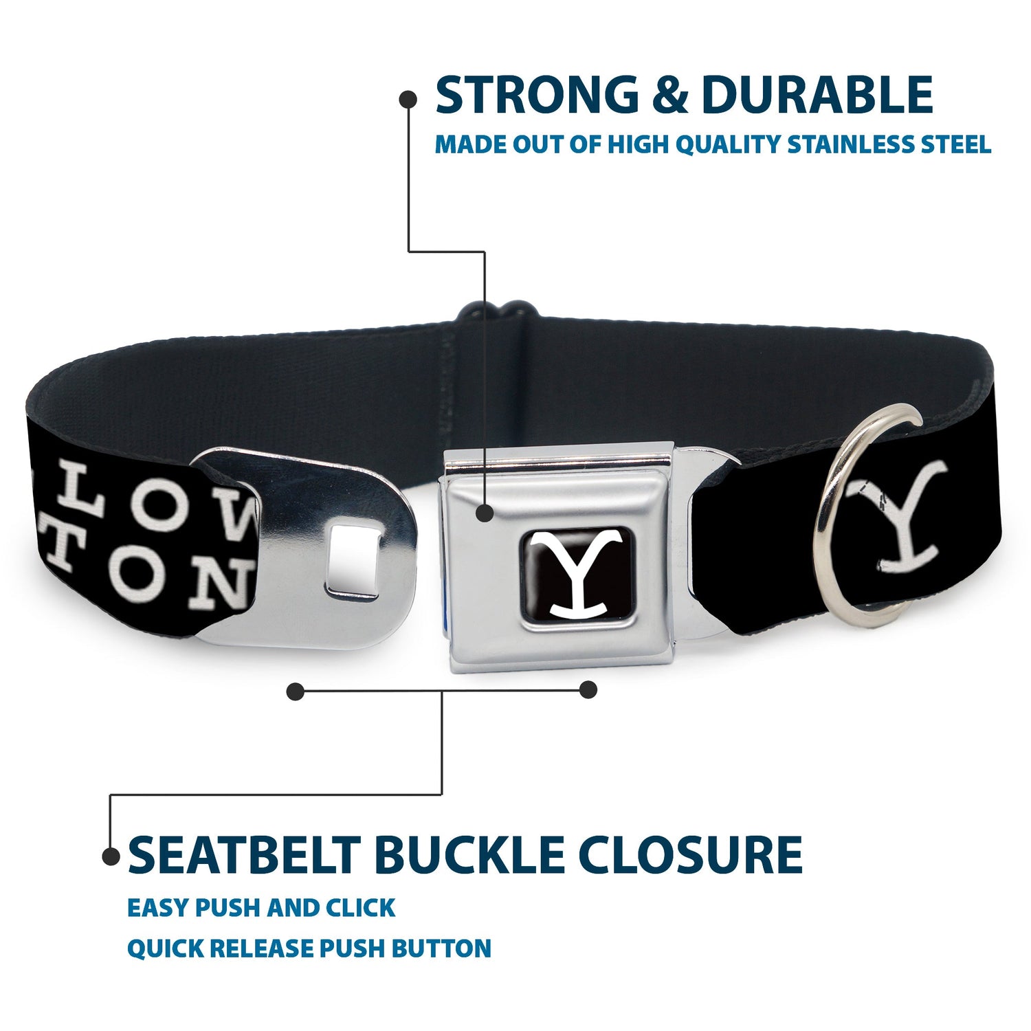 Yellowstone Dutton Ranch text pattern on the dog collar