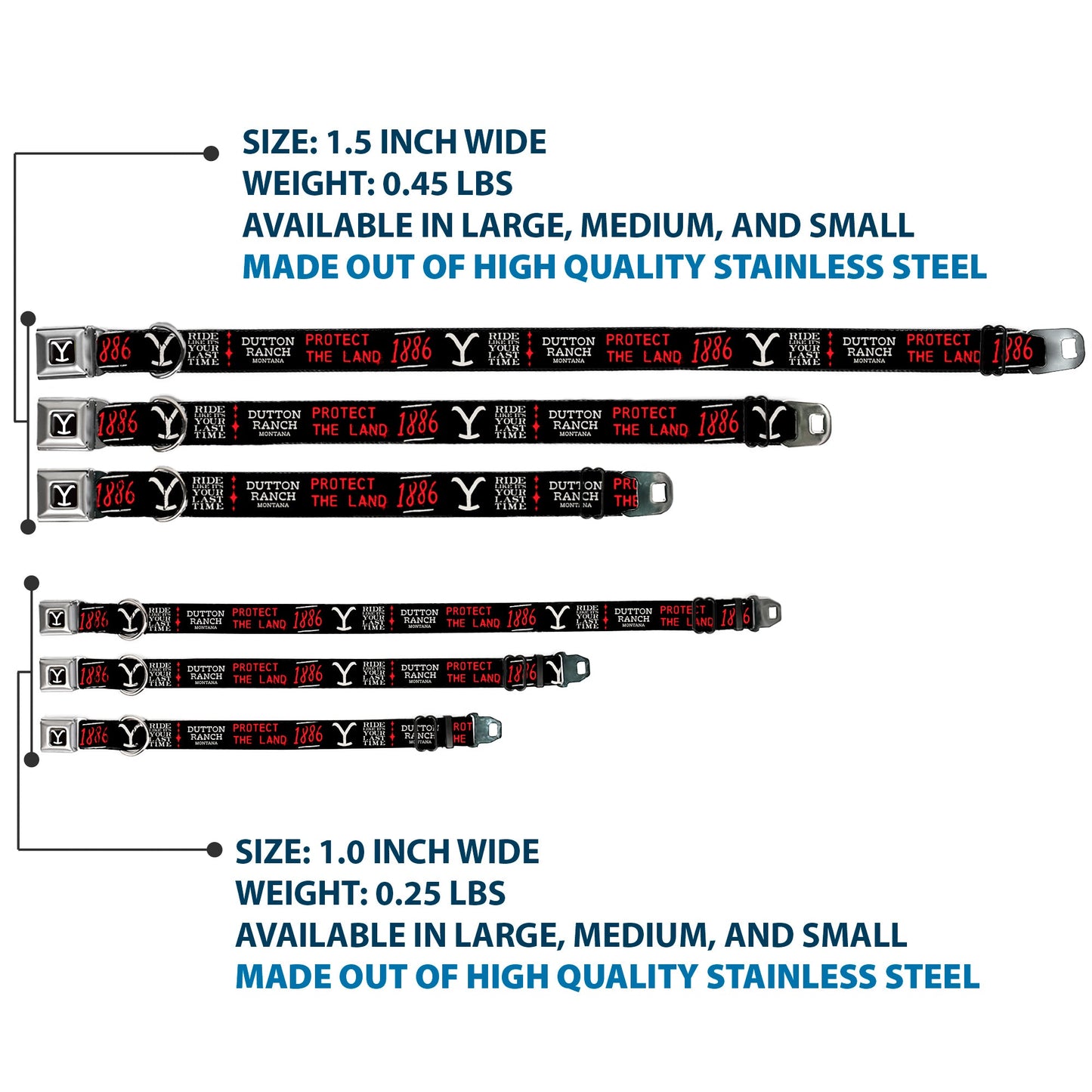 Side view of the functional seatbelt buckle release on the pet collar.
