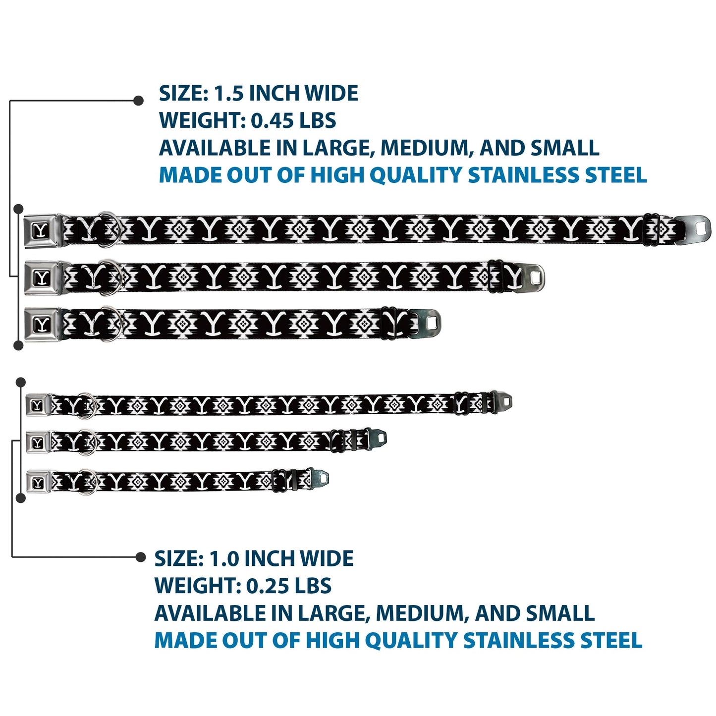 Detailed view of Yellowstone Dutton Ranch and Native American icons on collar webbing