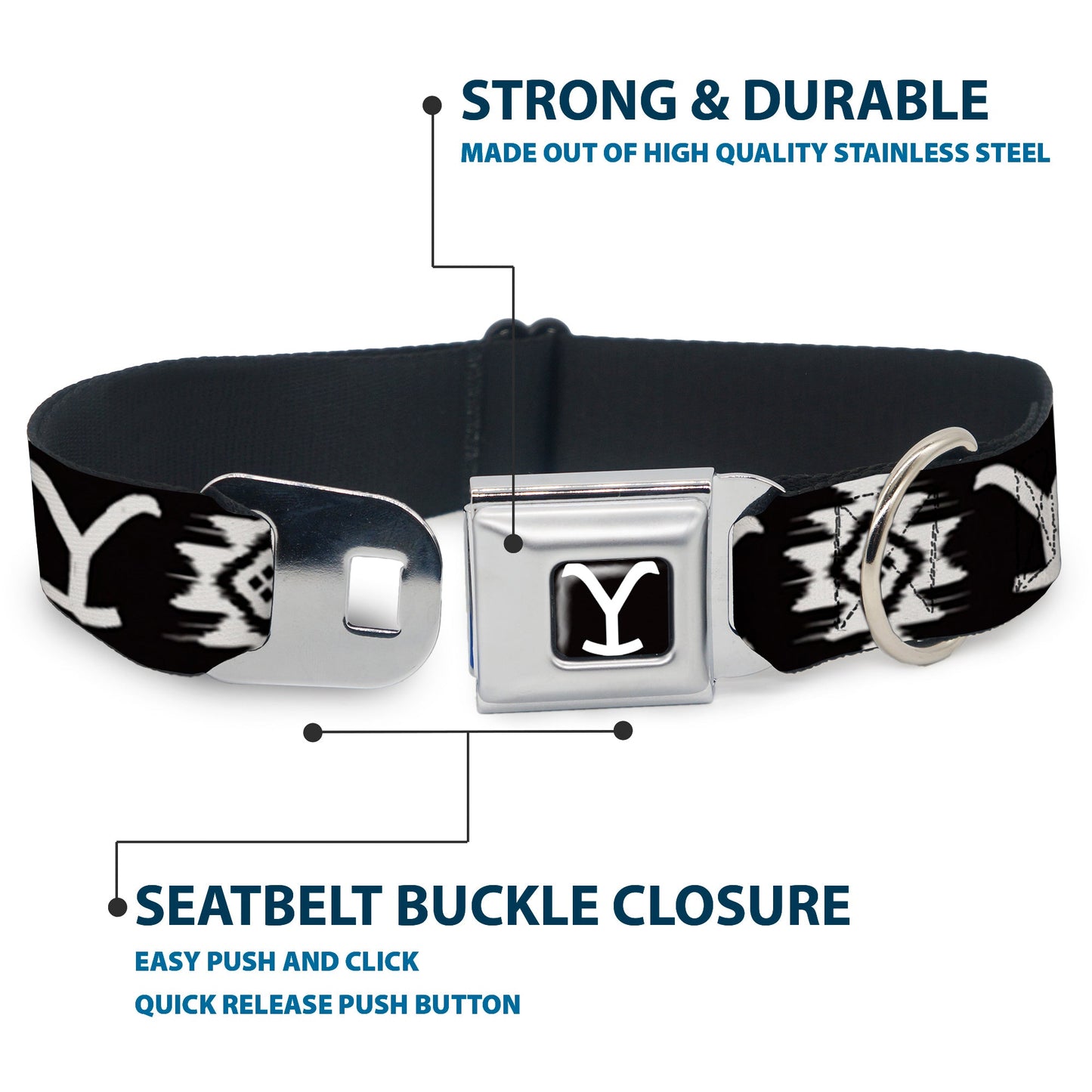 Adjustable strap and D-ring assembly of Yellowstone pet collar