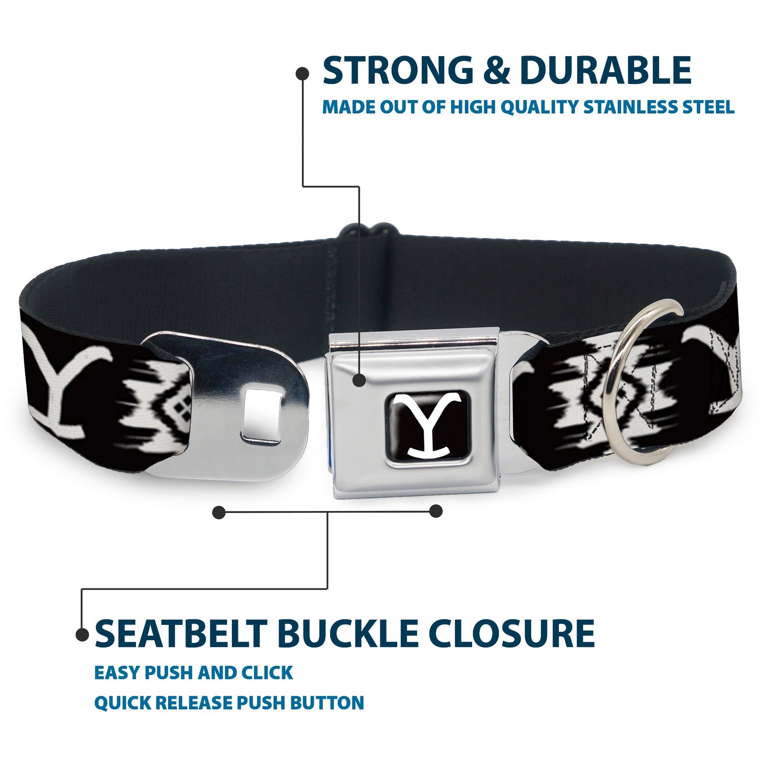 Adjustable strap and D-ring assembly of Yellowstone pet collar
