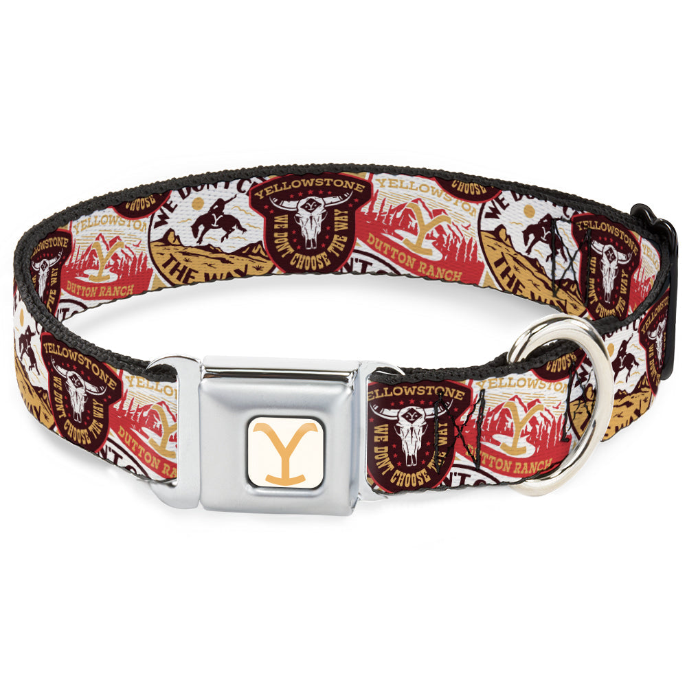 Yellowstone Y Logo Patches Seatbelt Buckle Pet Collar close up